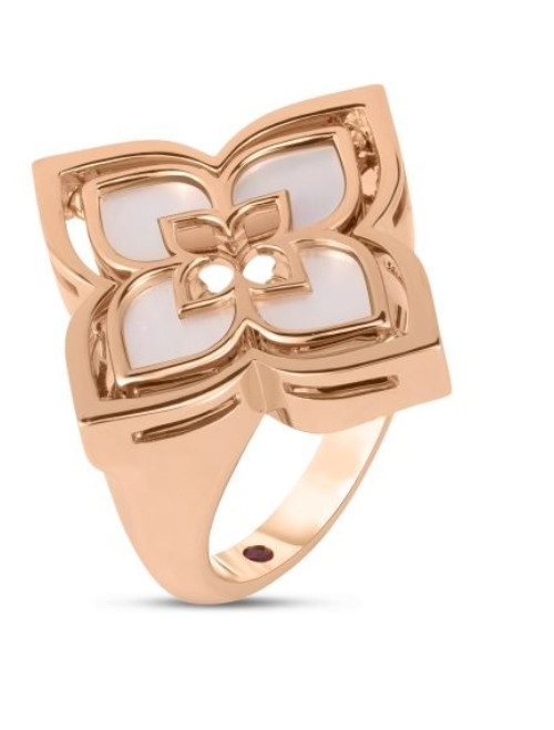 Roberto Coin 18K ROSE GOLD VENETIAN PRINCESS PIROUETTE DIAMOND & MOTHER OF PEARL FLOWER RING
