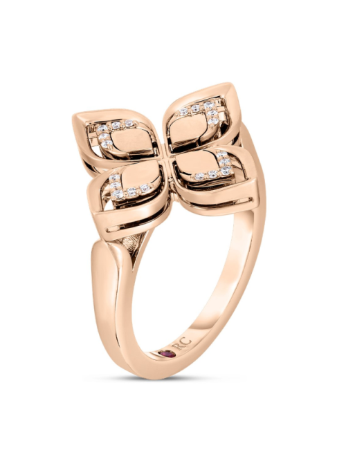 Roberto Coin 18K ROSE GOLD VENETIAN PRINCESS OPEN FRAME DIAMOND FLOWER RING