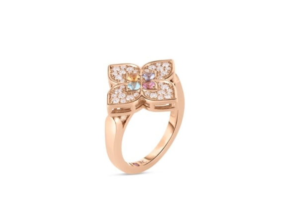 Screenshot 2025-04-12 140750 Roberto Coin 18K ROSE GOLD VENETIAN PRINCESS CARNIVAL PAVE DIAMOND & MIXED STONES LARGE FLOWER RING