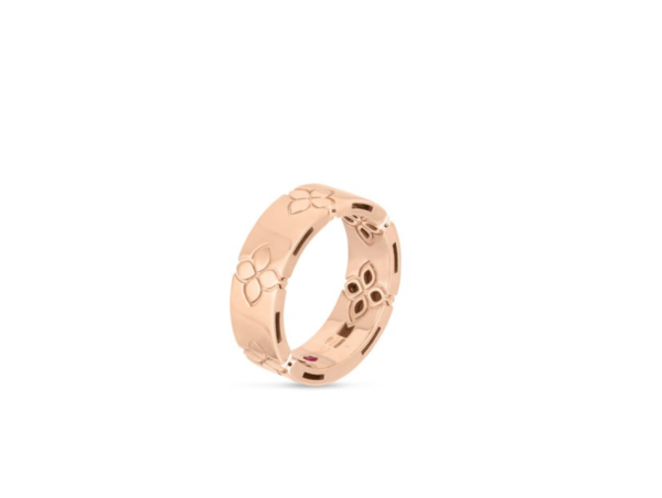 Roberto Coin 18K ROSE GOLD LOVE IN VERONA ETCHED FLOWERS WIDE RING