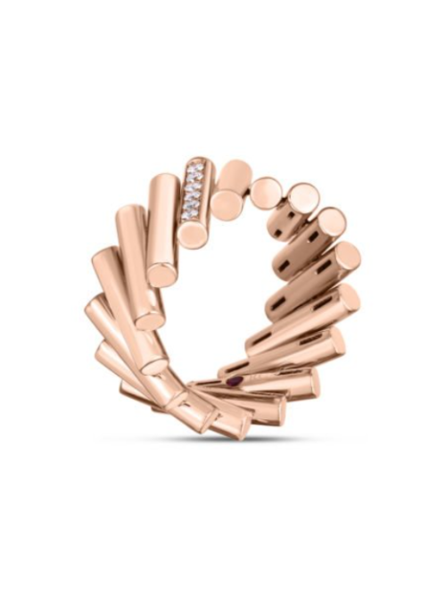 Roberto Coin 18K ROSE GOLD DOMINO DIAMOND ACCENT RING