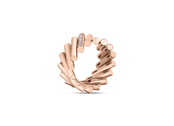 Roberto Coin 18K ROSE GOLD DOMINO DIAMOND ACCENT RING