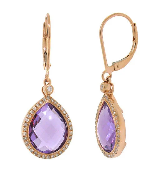 Shy Creation 0.25CT DIAMOND & 8.90CT AMETHYST EARRING