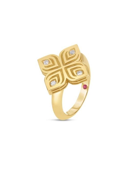Roberto Coin 18K YELLOW GOLD ARABESQUE LARGE DIAMOND FLOWER RING