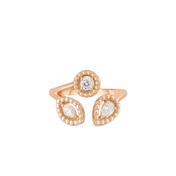 Roberto Coin 18K ROSE GOLD DOLCETTO THREE STONE DIAMOND RING