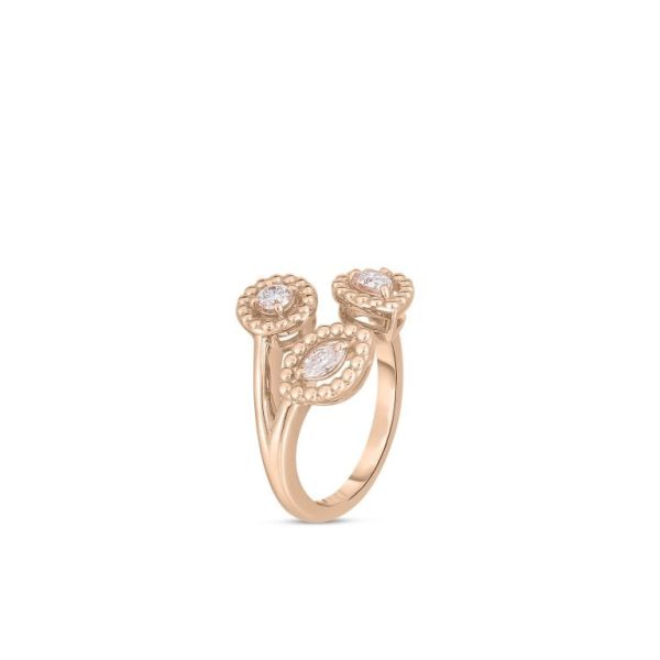 Roberto Coin 18K ROSE GOLD DOLCETTO THREE STONE DIAMOND RING