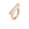 Roberto Coin 18K ROSE GOLD DOMINO SPECKLED DIAMOND BAR RING
