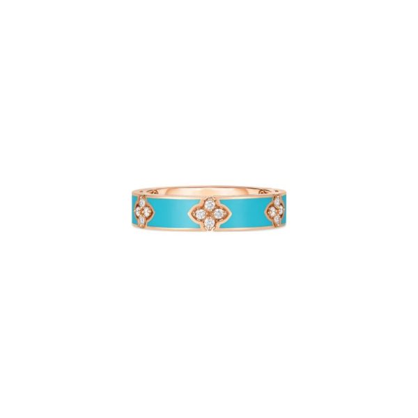 Roberto Coin 18K ROSE GOLD LOVE IN VERONA DIAMOND AND CYAN ENAMEL RING