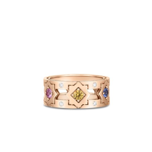 Roberto Coin 18K ROSE GOLD NAVARRA DIAMOND & MIXED SAPPHIRE RING