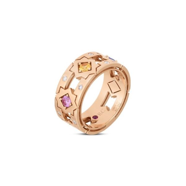 Roberto Coin 18K ROSE GOLD NAVARRA DIAMOND & MIXED SAPPHIRE RING