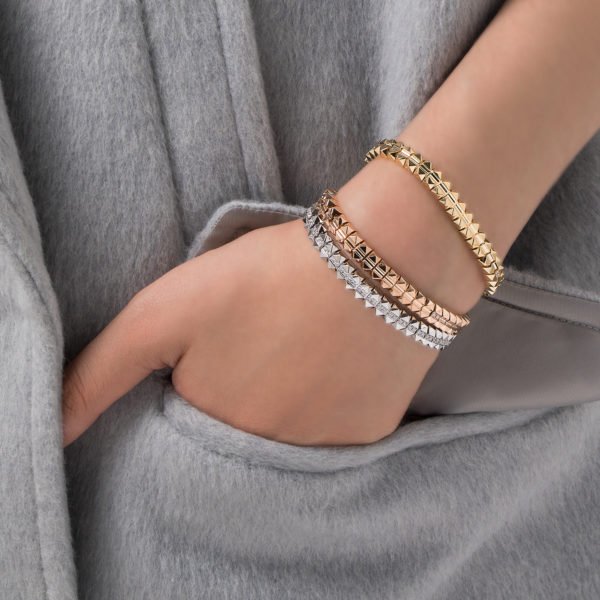 Roberto Coin 18K WHITE GOLD OBELISCO DIAMOND ACCENT FLEXIBLE BANGLE