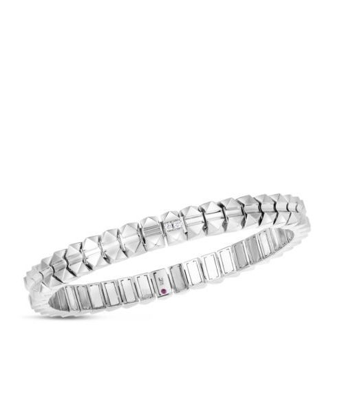 Roberto Coin 18K WHITE GOLD OBELISCO DIAMOND ACCENT FLEXIBLE BANGLE