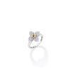 Roberto Coin 18K WHITE/YELLOW GOLD LOVE IN VERONA SMALL PAVE DIAMOND FLOWER RING