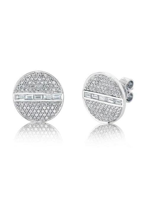 Shy Creation Kate 0.55CT DIAMOND BAGUETTE CIRCLE STUD EARRING