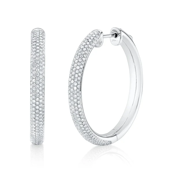 Shy Creation Kate 0.97CT DIAMOND PAVE HOOP EARRING