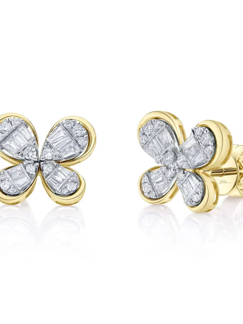 Shy Creation Kate 0.52CT DIAMOND BAGUETTE BUTTERFLY STUD EARRING