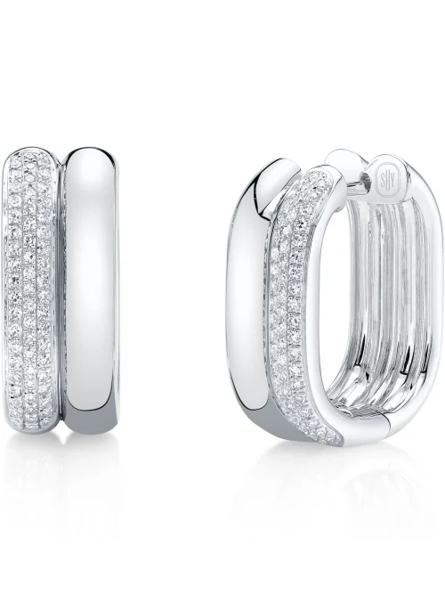 Shy Creation Kate 0.33CT DIAMOND OVAL HOOP EARRING
