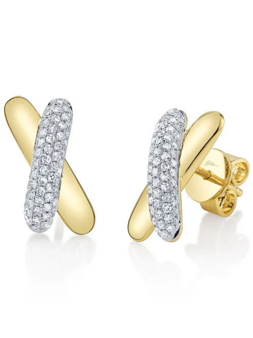 Shy Creation Kate 0.32CT DIAMOND PAVE "X" STUD EARRING