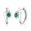 Shy Creation Color 0.14CT DIAMOND & 0.26CT EMERALD PEAR OVAL HOOP EARRING