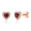 Shy Creation Color 0.15CT DIAMOND & 0.53CT RUBY HEART STUD EARRING