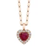 Shy Creation Color 0.12CT DIAMOND & 0.62CT RUBY HEART SPARKLE CHAIN NECKLACE