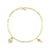 Shy Creation Kate 0.10CT DIAMOND PAVE HEART LOCK & KEY PAPER CLIP LINK BRACELET