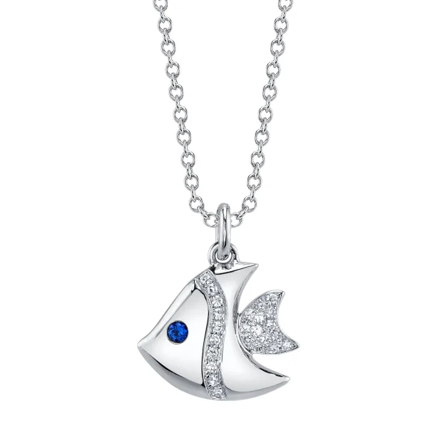 SC55027417_9b7d4a41-40cf-4d96-8932-4a81aa65bf14_1800x1800 Shy Creation Kate 0.05CT DIAMOND & 0.02CT BLUE SAPPHIRE FISH NECKLACE