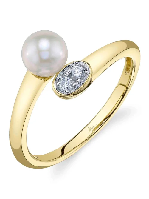 Shy Creation Jackie 0.06CT DIAMOND & CULTURED PEARL RING