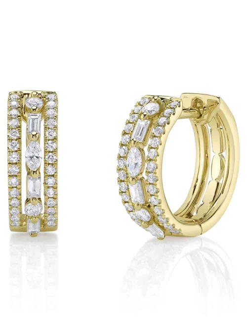 Shy Creation Kate 0.59CT DIAMOND BAGUETTE MARQUISE HUGGIE EARRING