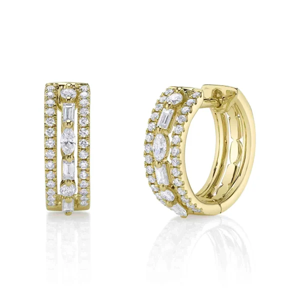 Shy Creation Kate 0.59CT DIAMOND BAGUETTE MARQUISE HUGGIE EARRING
