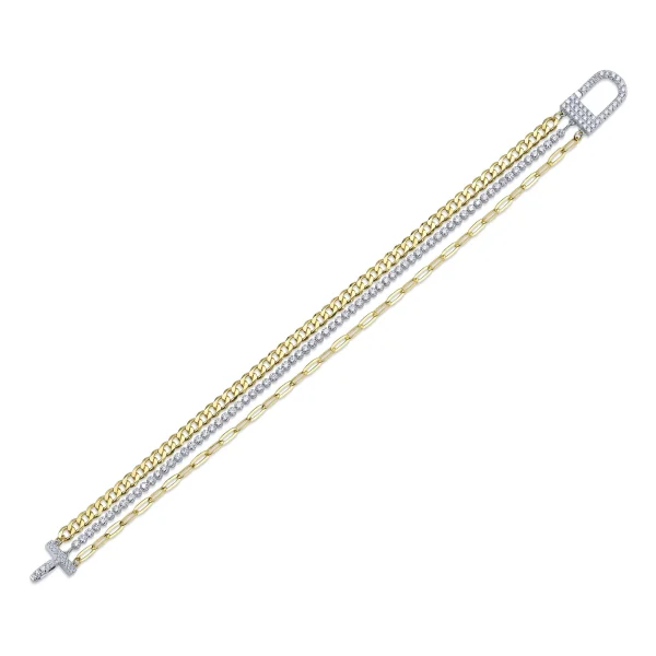 Shy Creation Kate 2.05CT DIAMOND TENNIS PAPER CLIP LINK BRACELET