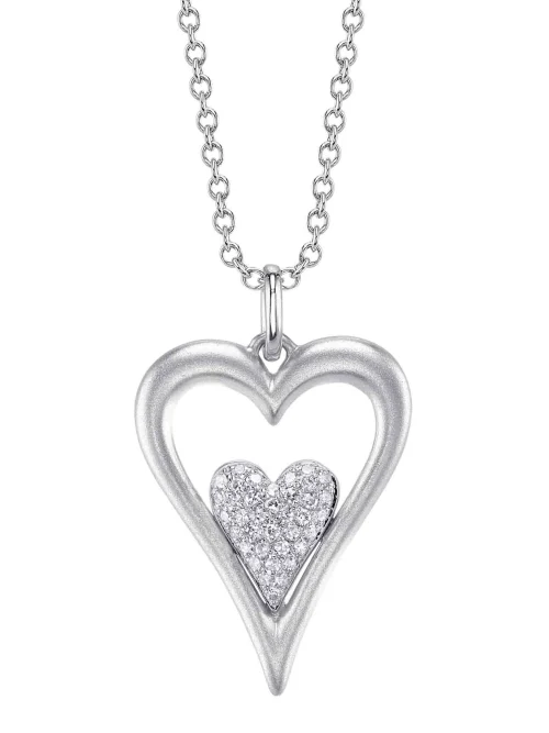 Shy Creation Kate 0.08CT DIAMOND PAVE HEART MATTE NECKLACE