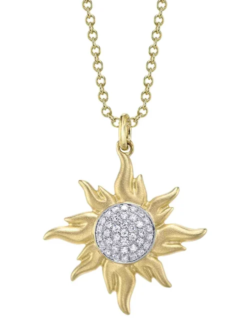 Shy Creation Kate 0.08CT DIAMOND PAVE CIRCLE SUN MATTE NECKLACE
