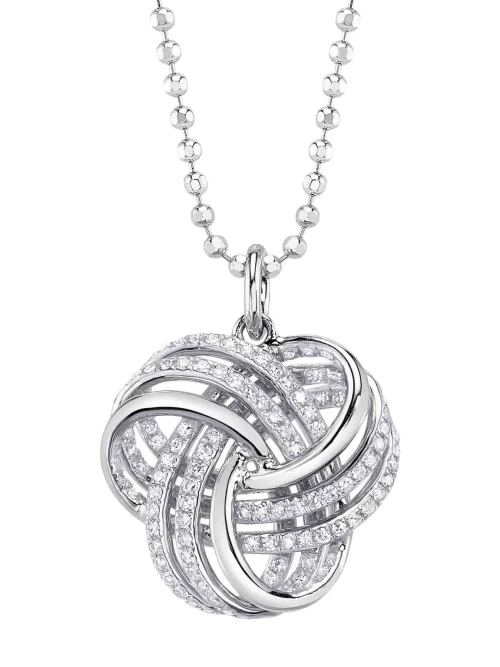 Shy Creation Kate 0.24CT DIAMOND LOVE KNOT FACETED BALL CHAIN NECKLACE
