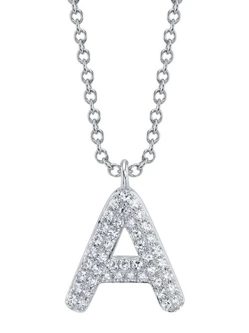 Shy Creation Initial 0.09CT DIAMOND PAVE NECKLACE - INITIAL A