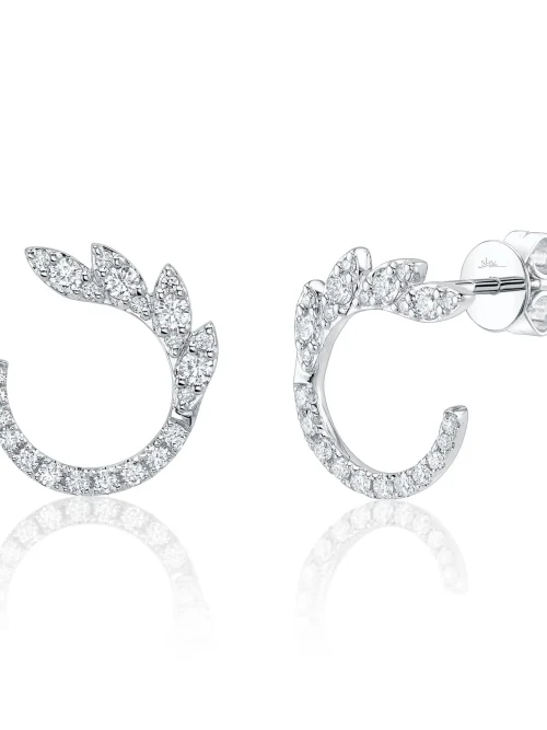 Shy Creation Kate 0.39CT DIAMOND LEAF STUD EARRING