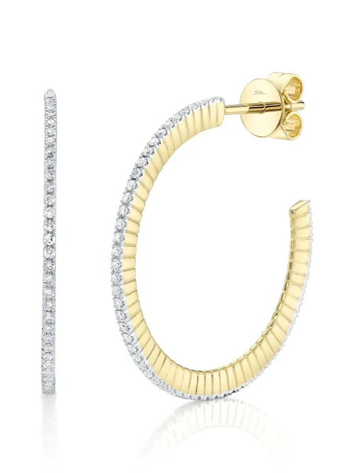 Shy Creation Kate 0.36CT DIAMOND RIBBED HOOP EARRING