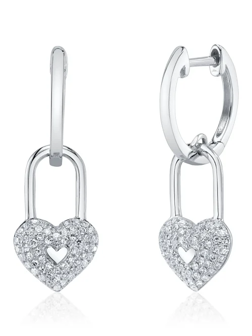 Shy Creation Kate 0.26CT DIAMOND PAVE HEART LOCK EARRING