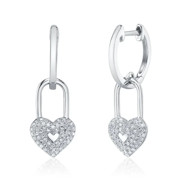 Shy Creation Kate 0.26CT DIAMOND PAVE HEART LOCK EARRING