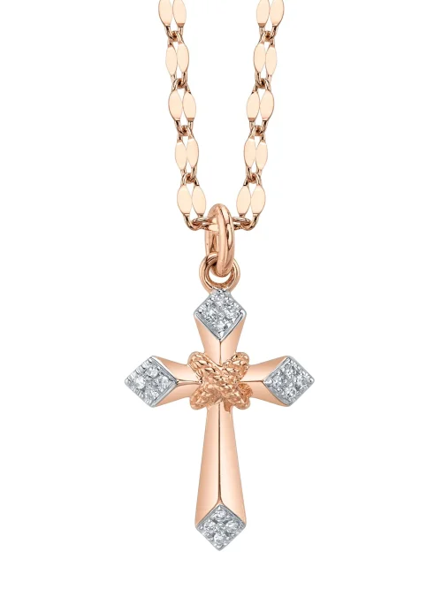 Shy Creation Kate 0.04CT DIAMOND CROSS SPARKLE CHAIN NECKLACE