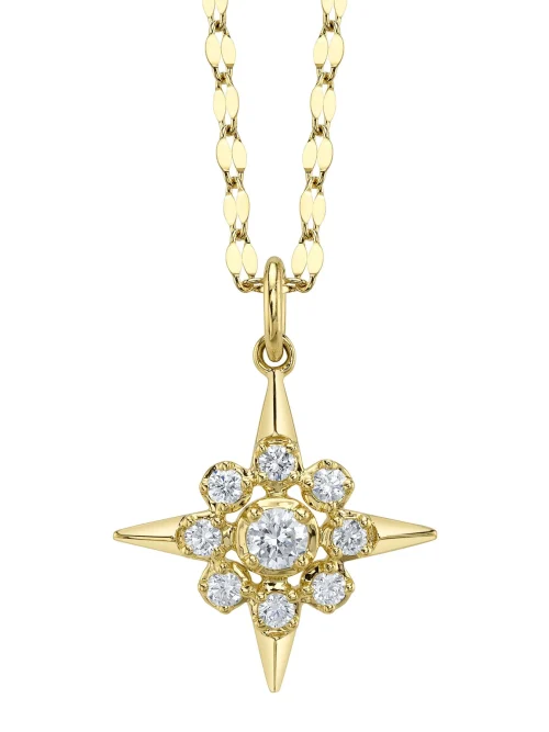 Shy Creation Diana 0.28CT DIAMOND STAR CROWN SETTING SPARKLE CHAIN NECKLACE