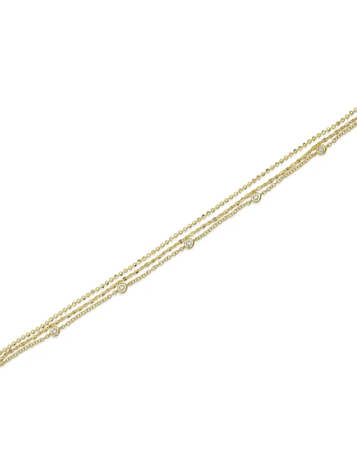 Shy Creation Kate 0.12CT DIAMONDS BY THE YARD SPARKLE FACETED BALL CHAIN BRACELET