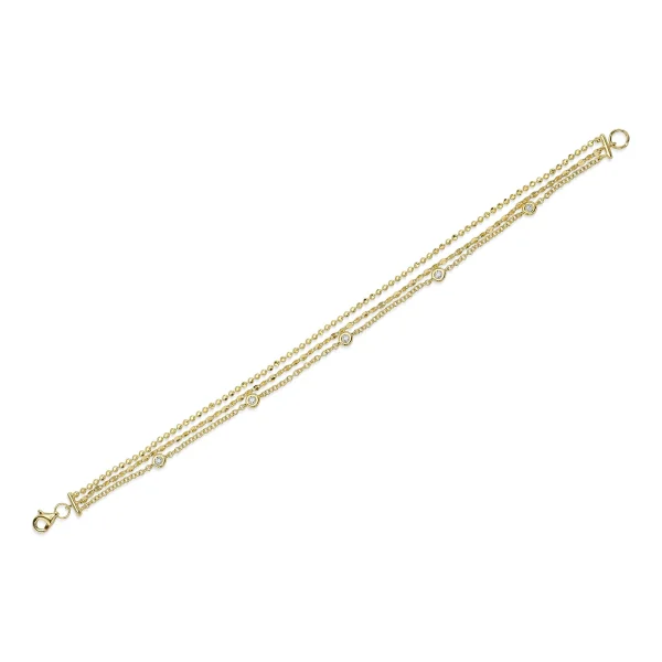 Shy Creation Kate 0.12CT DIAMONDS BY THE YARD SPARKLE FACETED BALL CHAIN BRACELET
