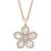 Shy Creation Kate 0.50CT DIAMOND & 4.92CT MOTHER OF PEARL FLOWER CHOPIN CHAIN NECKLACE