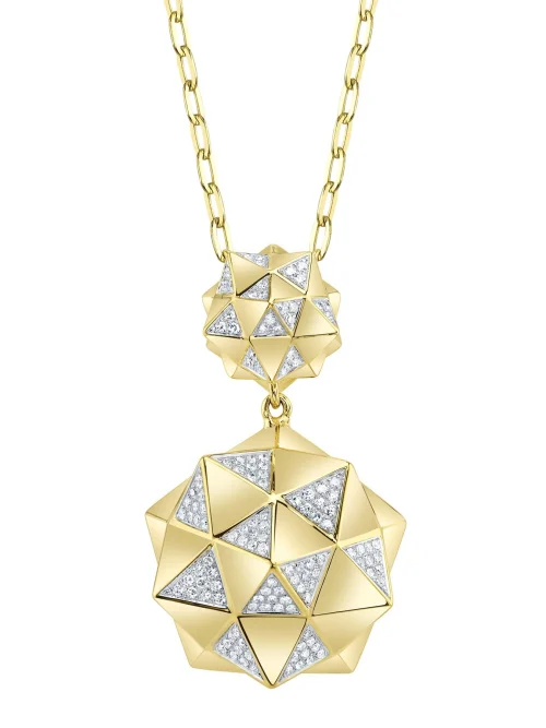 Shy Creation Kate 0.25CT DIAMOND GEO CUT PYRAMID PAPER CLIP LINK NECKLACE