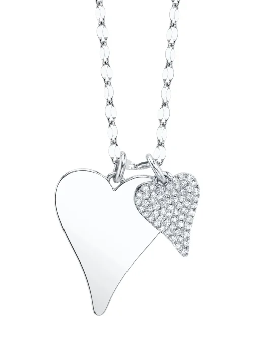Shy Creation Kate 0.13CT DIAMOND PAVE HEART SPARKLE CHAIN NECKLACE