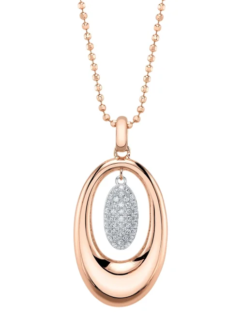 Shy Creation Kate 0.19CT DIAMOND PAVE OVAL FACETED BALL CHAIN NECKLACE