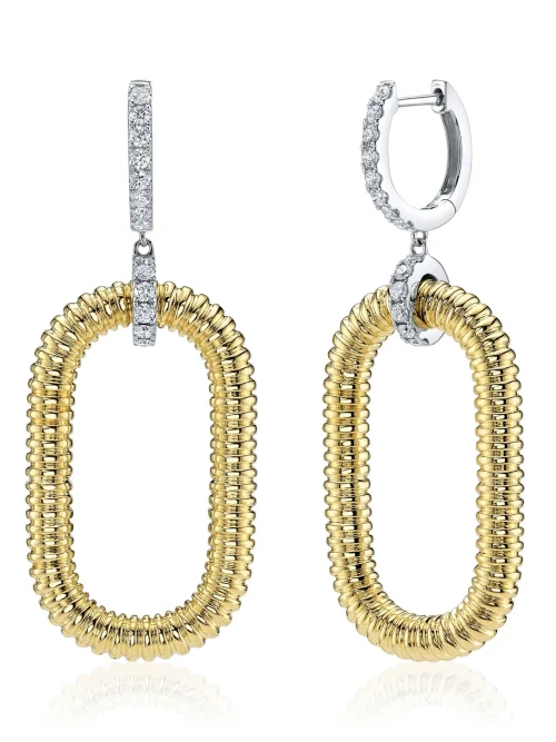 Shy Creation Kate 0.63CT DIAMOND RIBBED PIPE EARRING