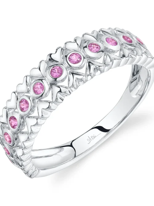 Shy Creation Kate 0.21CT PINK SAPPHIRE BEZEL HEART RING