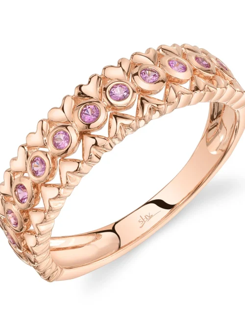 Shy Creation Kate 0.21CT PINK SAPPHIRE BEZEL HEART RING